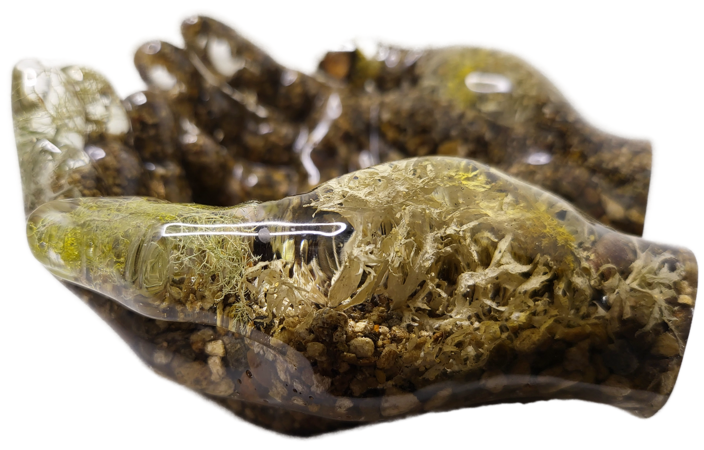 Rock dish giving hands