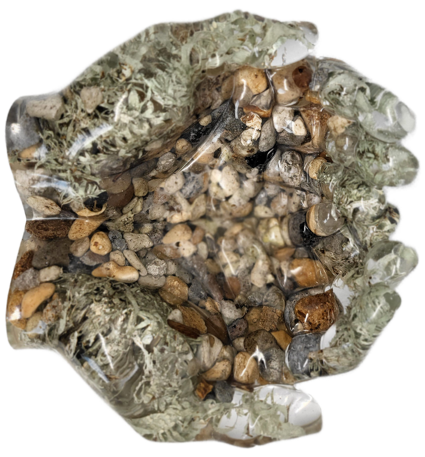 Rock dish giving hands