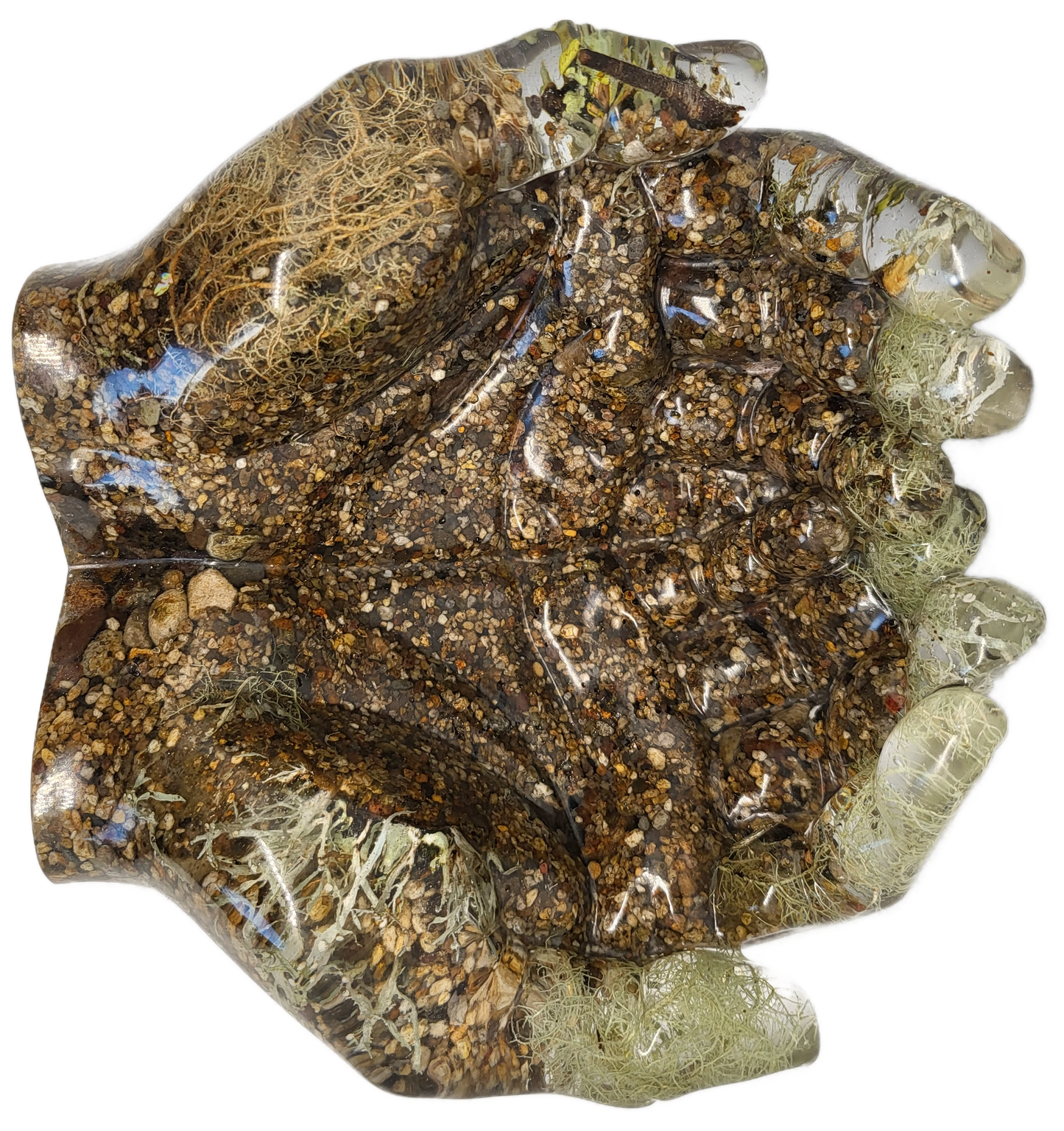 Rock dish giving hands