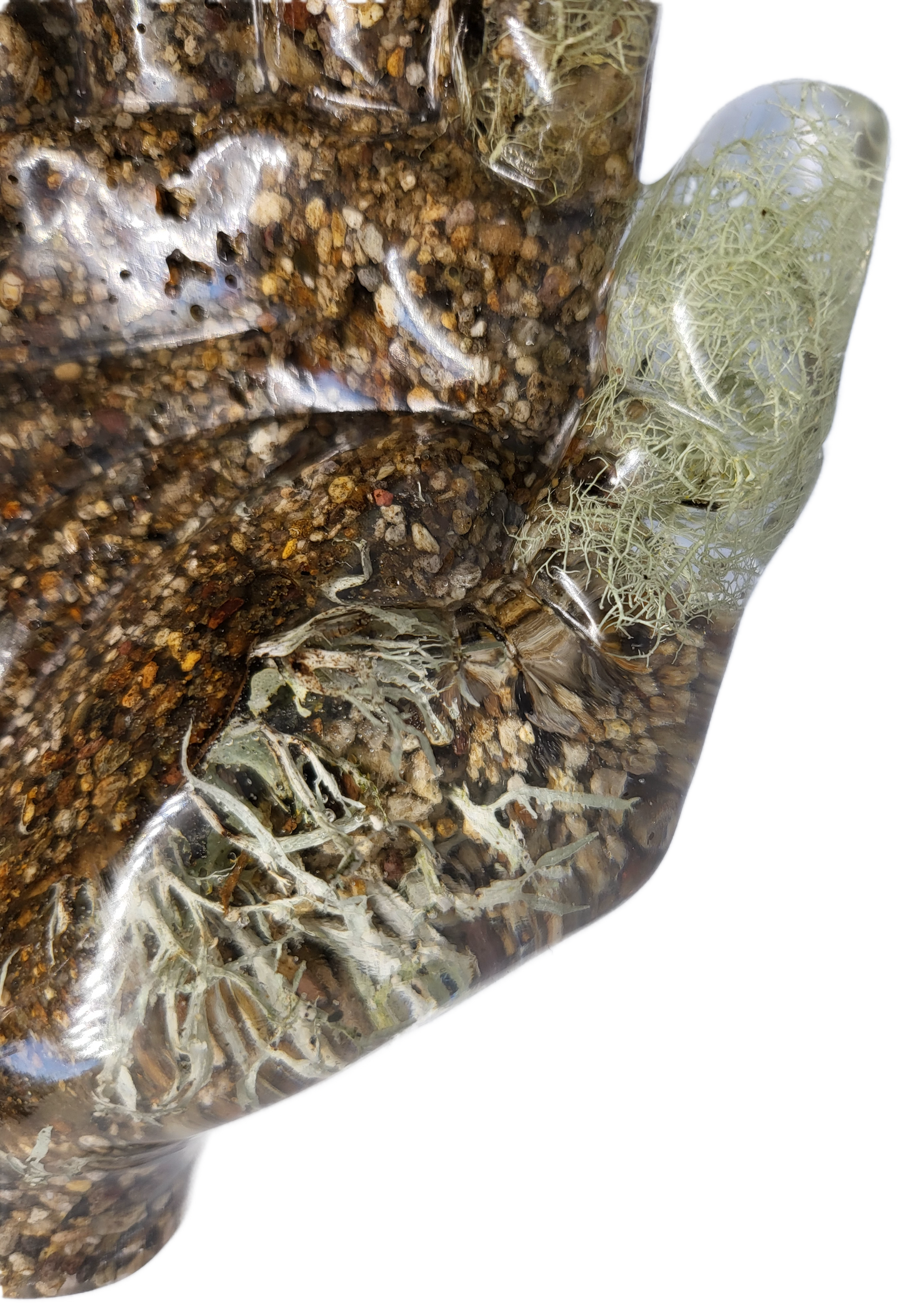 Rock dish giving hands